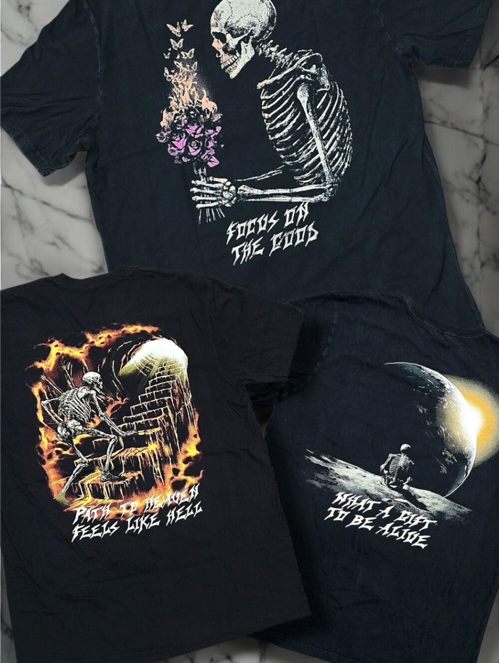 3-Pack Bundle | Cove USA Skeleton Graphic Tees Size Large